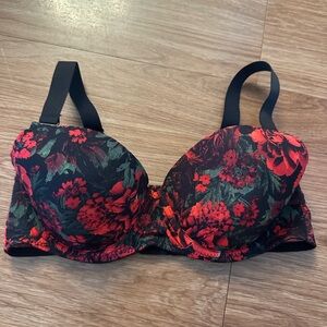 BCBGMaxAzria Black and Red Floral Bra